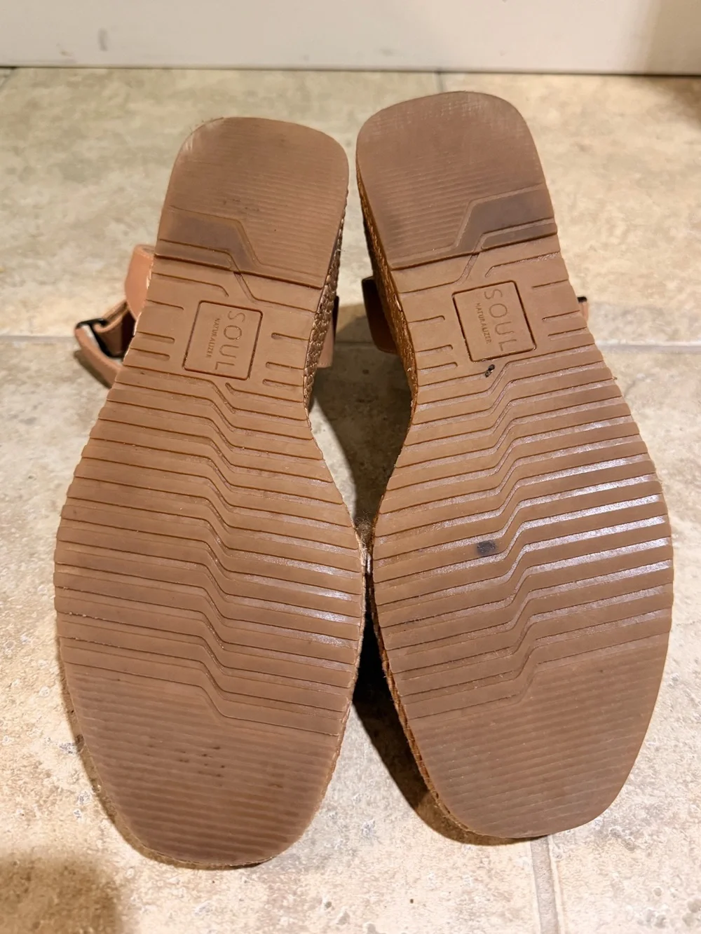SOUL Naturalizer Neutral Tan Woven Espadrille Platform Sandals